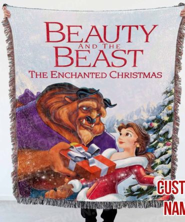 Custom Beauty & The Beast Enchanted Christmas Blanket – Perfect Holiday Gift!