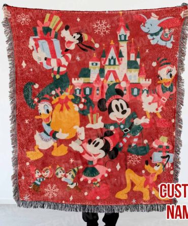 Custom Name Disney Holiday Blanket - Cozy, Festive Throw With Beloved Characters