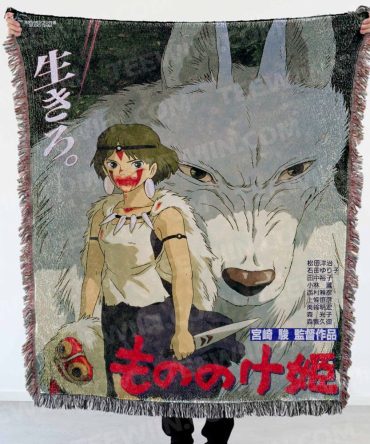 Princess Mononoke Woven Throw Blanket – Cozy Anime Art Decor Gift