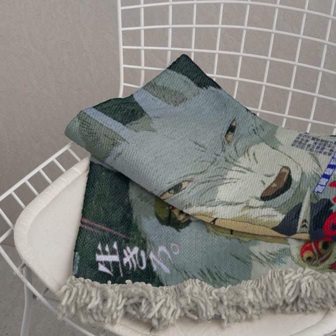Princess Mononoke Woven Throw Blanket – Cozy Anime Art Decor Gift - Image 2
