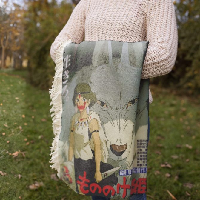 Princess Mononoke Woven Throw Blanket – Cozy Anime Art Decor Gift - Image 3