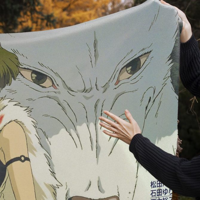 Princess Mononoke Woven Throw Blanket – Cozy Anime Art Decor Gift - Image 4