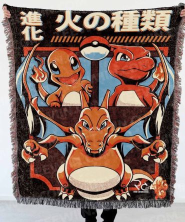 Cozy Charmander Evolution Blanket – Perfect Gift For Pokémon Fans!