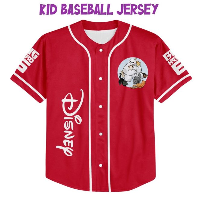 Custom Disney Baseball Jersey - Kids/Youth/Adult - Add Your Name & Number - Red Baymax Design - Image 2