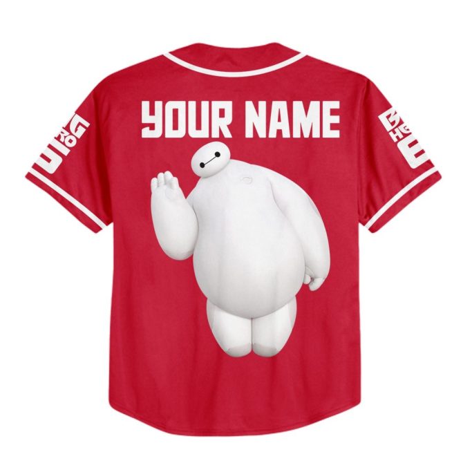 Custom Disney Baseball Jersey - Kids/Youth/Adult - Add Your Name & Number - Red Baymax Design - Image 3