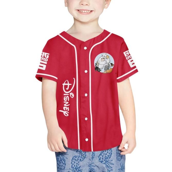 Custom Disney Baseball Jersey - Kids/Youth/Adult - Add Your Name & Number - Red Baymax Design - Image 4