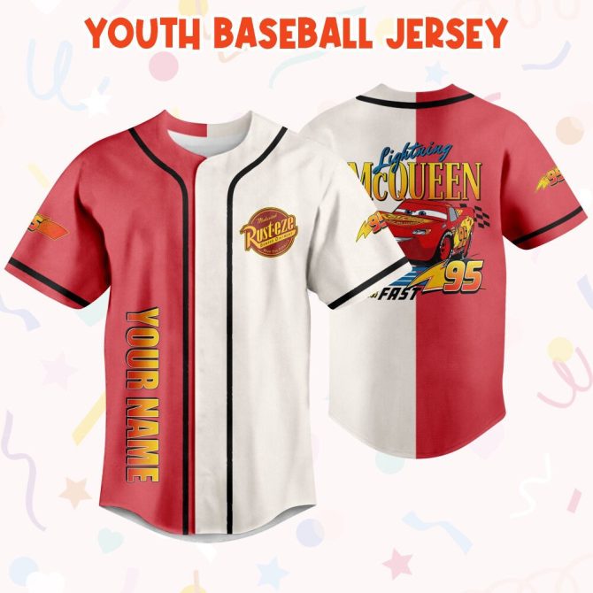 Custom Lightning Mcqueen Baseball Jersey – Personalized Kids/Youth/Adult Sizes - Image 5