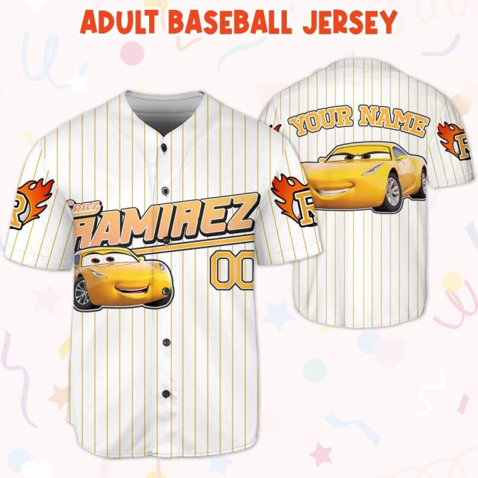 Customizable Kids' Baseball Jersey With Cool Car Design - Perfect For All Ages! - Image 2