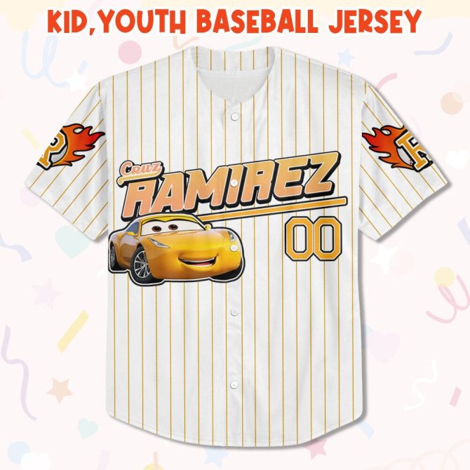 Customizable Kids' Baseball Jersey With Cool Car Design - Perfect For All Ages! - Image 3