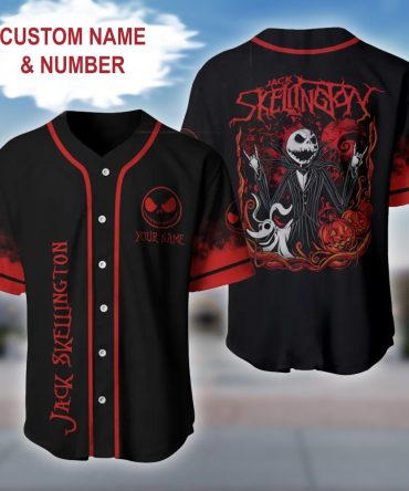 Customizable Jack Skellington Baseball Jersey - Personalize With Your Name & Number