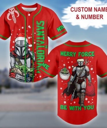 Custom Star Wars Christmas Jersey - Personalized Name & Number - Festive Mandalorian Shirt For Fans