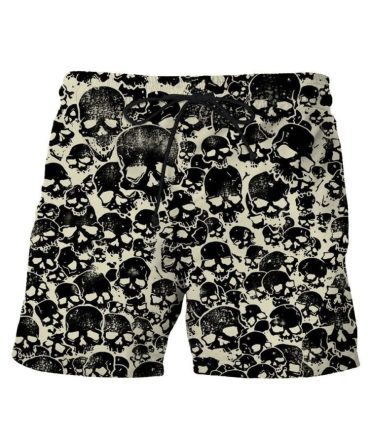 Men'S Skull Print Swim Shorts - Bold Gothic Style For Beach & Pool