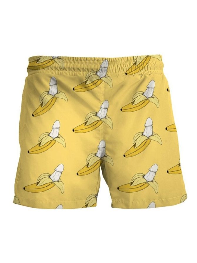 Fun Banana Print Swim Trunks - Vibrant Yellow Beach Shorts For Men - Image 2