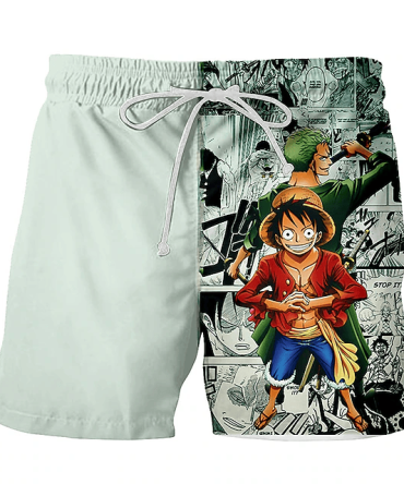 Anime Character Swim Shorts - Vibrant Beachwear For Fans , Unisex Summer Style