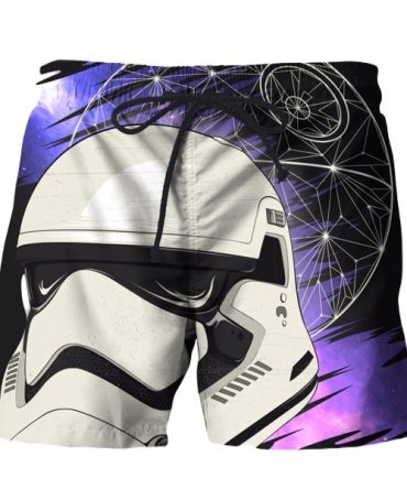 Space-Themed Men'S Swim Trunks – Galactic Stormtrooper Design, Quick-Dry, Perfect For Beach & Pool