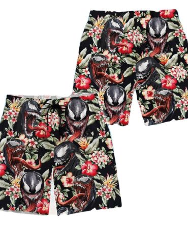 Men'S Floral Graphic Board Shorts - Bold Tropical Print For Summer Fun