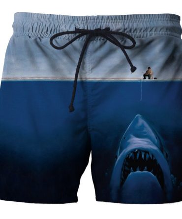Men'S Shark Attack Swim Trunks - Fun Graphic Beach Shorts With Drawstring Waist