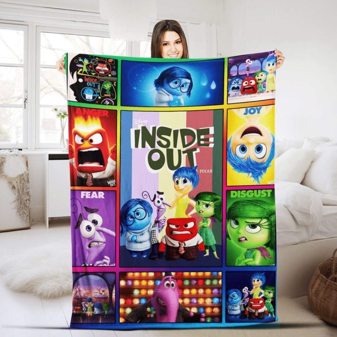 Cozy Disney Inside Out Throw Blanket – Vibrant Emotions Design For Kids & Fans