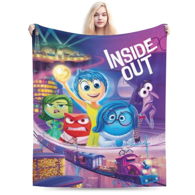Cozy Inside Out Fleece Blanket - Vibrant Pixar Design For Kids & Fans