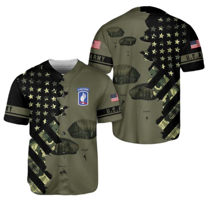 U.S. Army Airborne Baseball Jersey – Patriotic Stars & Stripes Design, Perfect Gift For Veterans & Military Fans