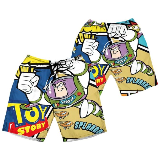 Buzz Lightyear Toy Story Swim Trunks For Kids - Fun Beachwear Shorts