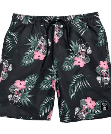 Men'S Disney Tropical Mickey Mouse Swim Shorts - Black Floral Beachwear
