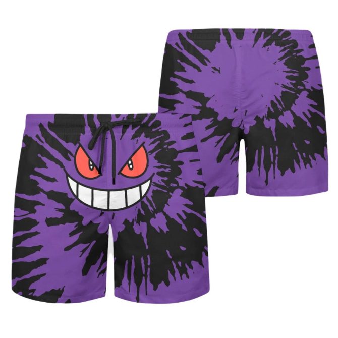 Men'S Purple Graphic Swim Shorts - Bold Smiling Face Design - Quick Dry Beachwear