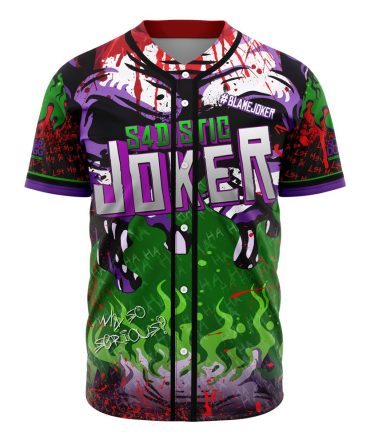 Vibrant Joker Graphic Baseball Jersey – Bold Green & Purple Design, Perfect For Fans!