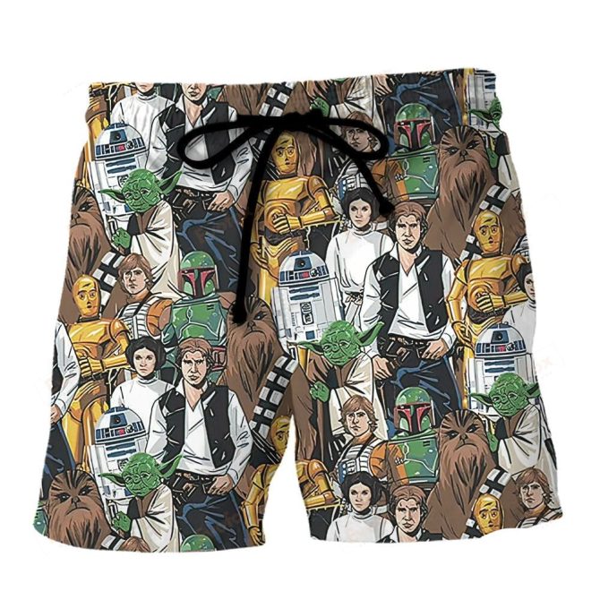 Men'S Star Wars Character Print Swim Shorts - Fun Beachwear With Iconic Heroes & Villains