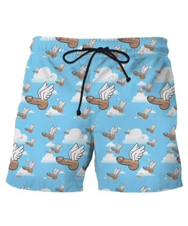 Funny Shorts Funny Flying Cloud Pattern Shorts Blue