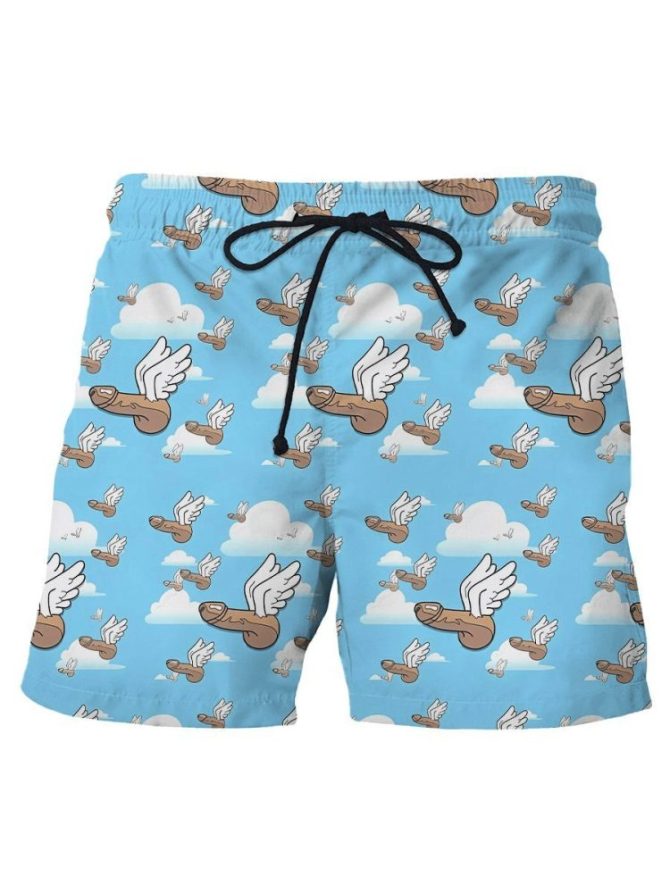Funny Shorts Funny Flying Cloud Pattern Shorts Blue