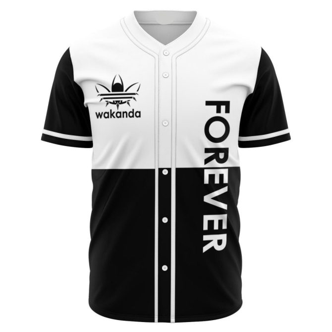 Black & White 'Forever' Baseball Jersey - Wakanda Style , Unisex Sport Shirt