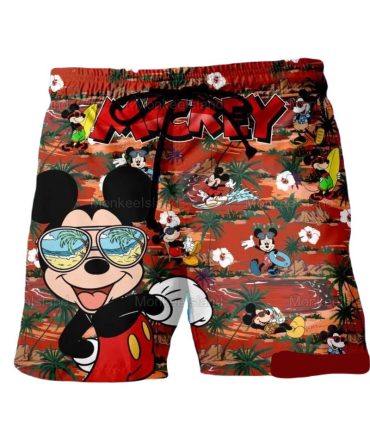 Vibrant Mickey Mouse Tropical Swim Shorts For Kids – Fun Summer Beachwear