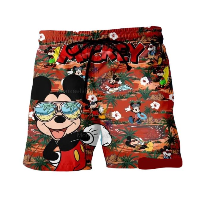 Vibrant Mickey Mouse Tropical Swim Shorts For Kids – Fun Summer Beachwear