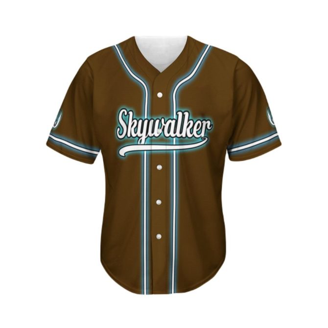 Skywalker Custom Brown Baseball Jersey – Neon Glow, Stylish & Unique Design