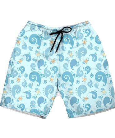 Men'S Blue Swirl Swim Trunks - Quick Dry Beach Shorts With Drawstring , Summer Collection