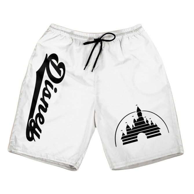 Magic Castle Men'S Swim Shorts - Stylish Black & White Summer Beachwear