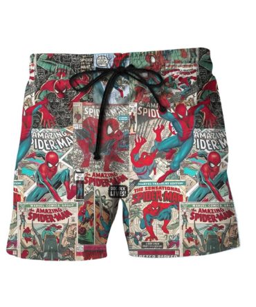 Men'S Marvel Spider-Man Comic Swim Trunks - Cool Beach Board Shorts For Superhero Fans