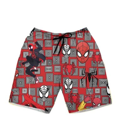 Kids' Superhero Graphic Swim Shorts - Fun Red Pattern For Summer Adventures