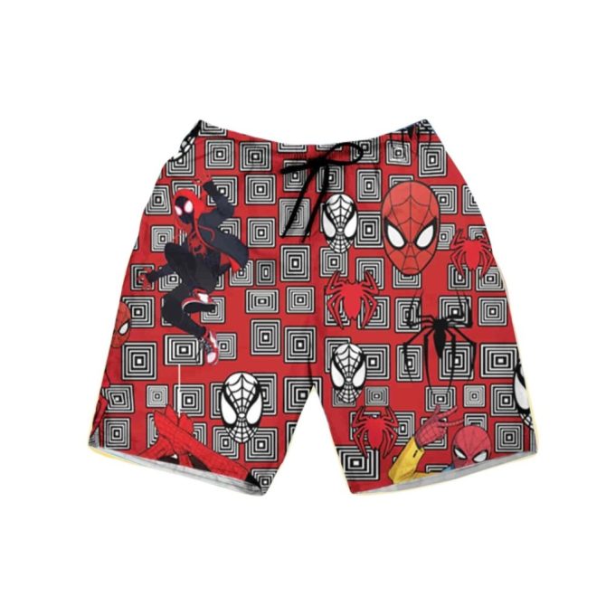Kids' Superhero Graphic Swim Shorts - Fun Red Pattern For Summer Adventures