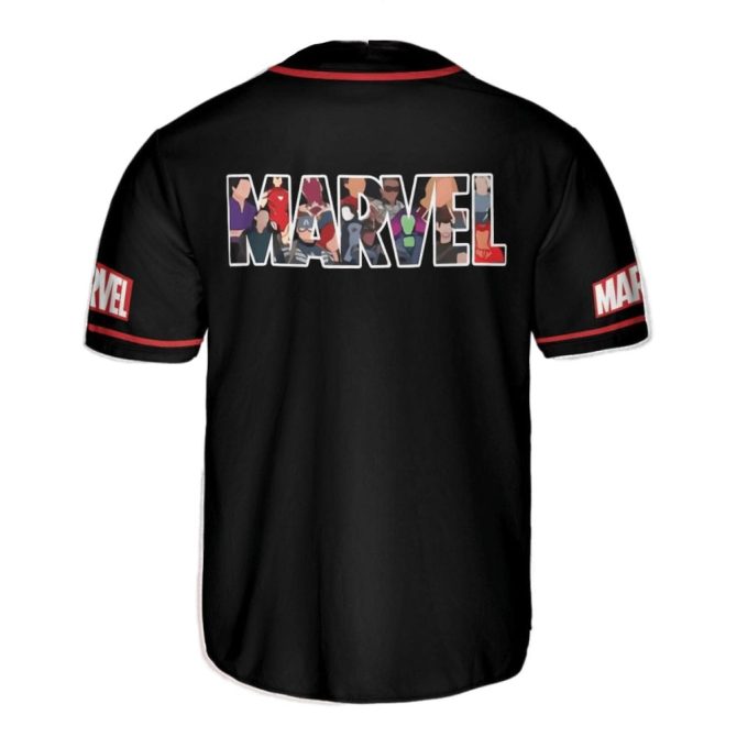 Marvel Black & Red Baseball Jersey - Stylish Fan Apparel For Comic Lovers - Image 2