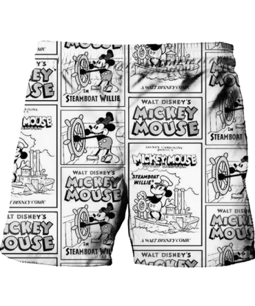 Vintage Mickey Mouse 'Steamboat Willie' Men'S Shorts – Classic Cartoon Print