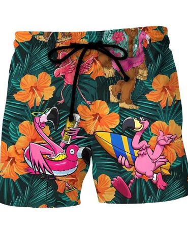 Men'S Tropical Flamingo Surf Board Shorts - Fun Summer Beachwear