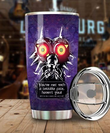 Majestic Purple Insulated Tumbler With Fantasy Mask Design – Keep Drinks Hot Or Cold!