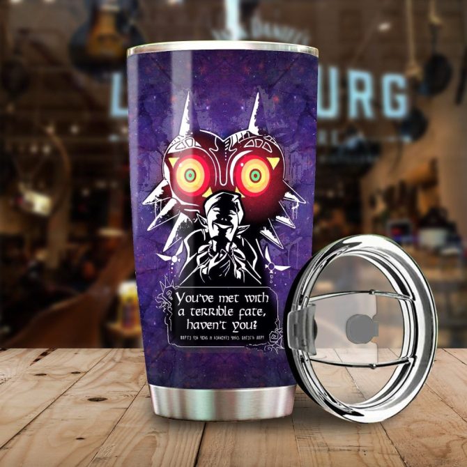 Majestic Purple Insulated Tumbler With Fantasy Mask Design – Keep Drinks Hot Or Cold!