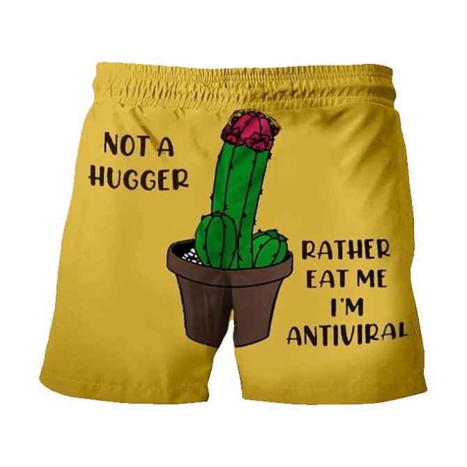Funny Cactus Swim Trunks - Not A Hugger, Antiviral Design - Perfect Summer Shorts - Image 2