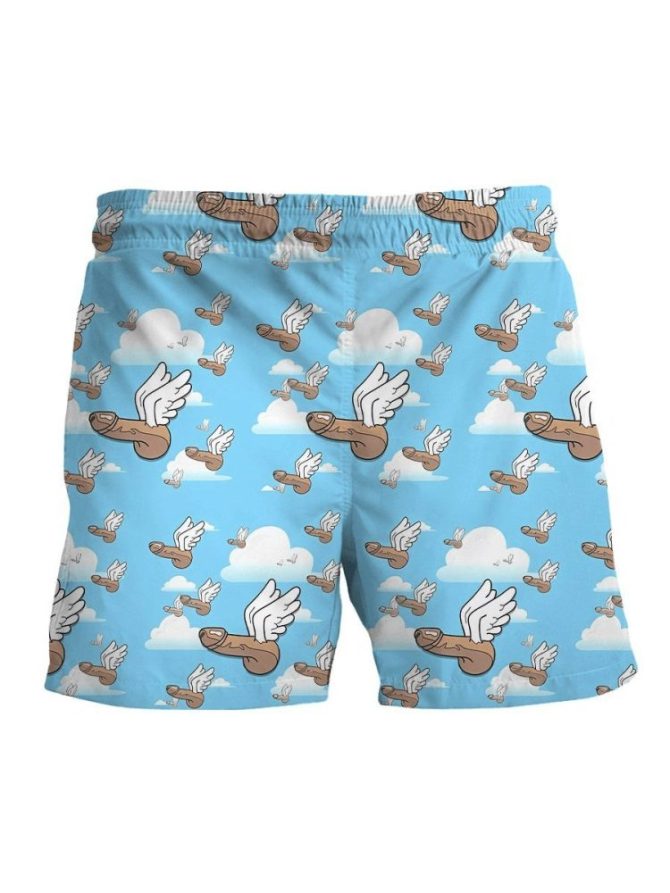 Funny Shorts Funny Flying Cloud Pattern Shorts Blue - Image 2