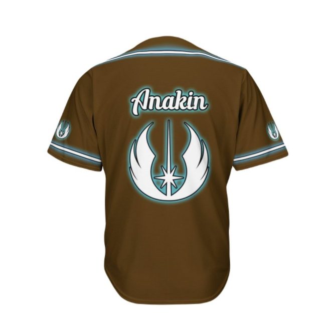 Skywalker Custom Brown Baseball Jersey – Neon Glow, Stylish & Unique Design - Image 2