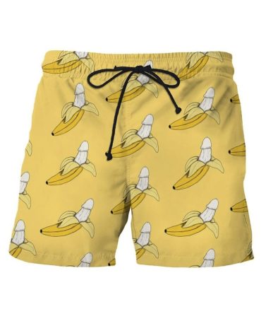 Fun Banana Print Swim Trunks - Vibrant Yellow Beach Shorts For Men