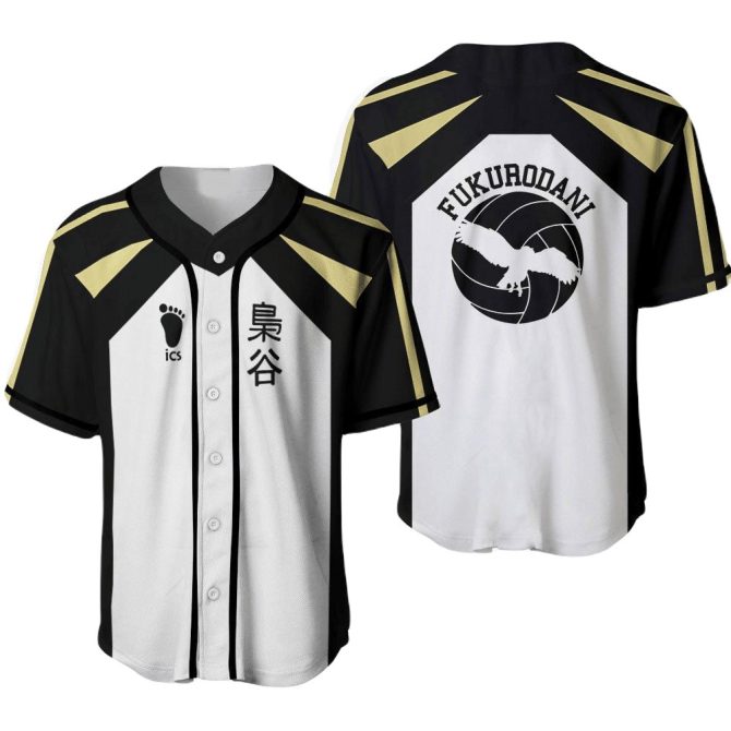 Stylish Fukurodani Volleyball Jersey - Black & White Anime-Inspired Sportswear
